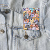 可愛カラフルい猫の群集パタお洒落ーン猫顔 缶バッジ (インサイチュ)