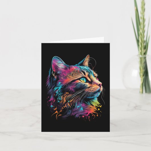 可愛カラフルい猫デザイン猫好きカラフル カード (正面)