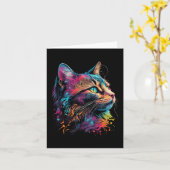 可愛カラフルい猫デザイン猫好きカラフル カード (黄色い花)