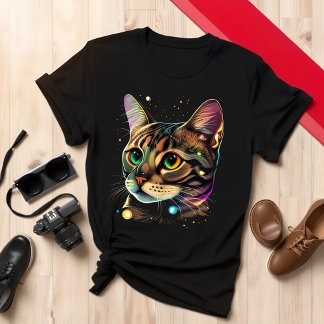 可愛カラフルい猫デザイン芸術的キャットアパレル Tシャツ