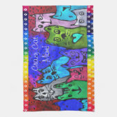 可愛カラフルい猫マ熱狂するマのキッチンタオル キッチンタオル (縦)