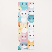 可愛カラフルい猫柄かわいい猫顔 ヨガマット (正面)