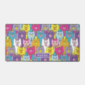 可愛カラフルい猫柄パーソナライズされた デスクマット (正面)