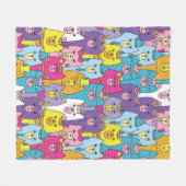 可愛カラフルい猫柄 フリースブランケット (正面(横))