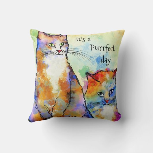 可愛カラフルい猫絵を描の枕 クッション (裏面)