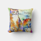 可愛カラフルい猫絵を描の枕 クッション (正面)