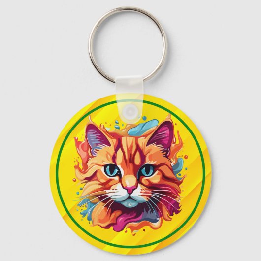 可愛カラフルい猫顔-87002 キーホルダー (正面)