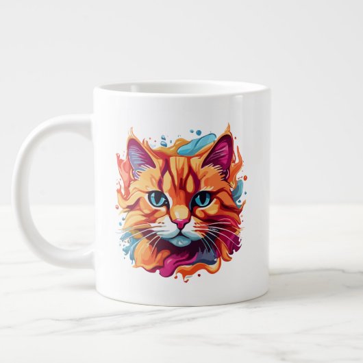 可愛カラフルい猫顔-87002 ジャンボコーヒーマグカップ (左)