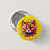 可愛カラフルい猫顔-87002 缶バッジ (正面&裏面)
