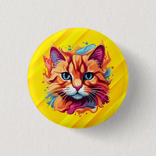 可愛カラフルい猫顔-87002 缶バッジ (正面)