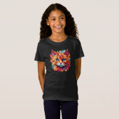可愛カラフルい猫顔-87002 Tシャツ (正面フル)
