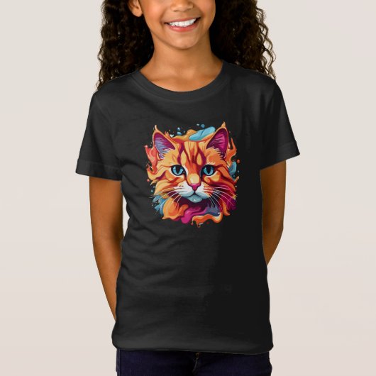 可愛カラフルい猫顔-87002 Tシャツ (正面)