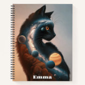 可愛カラフルい猫、おもしろい動物、宇宙カスタム ノートブック (正面)