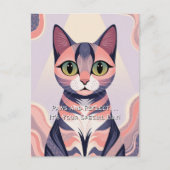 可愛カラフルい猫、おもしろい、シック、お洒落誕生日 ポストカード (正面)