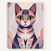 可愛カラフルい猫、おもしろい、シック、動物、カスタム ノートブック (正面)