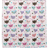 可愛カラフルい猫 シャワーカーテン (正面)