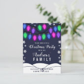 可愛カラフルい白熱［赤熱］光を放つの光クリスマス インビテーションポストカード (スタンド正面)