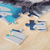 可愛カラフルい白猫 ジグソーパズル (側面)