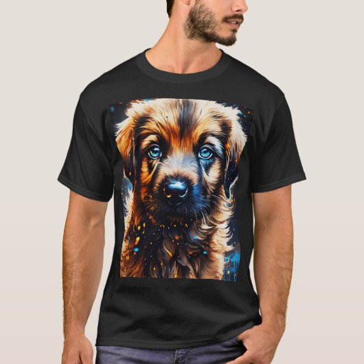 可愛カラフルい絵を描犬のTシャツ Tシャツ (正面)