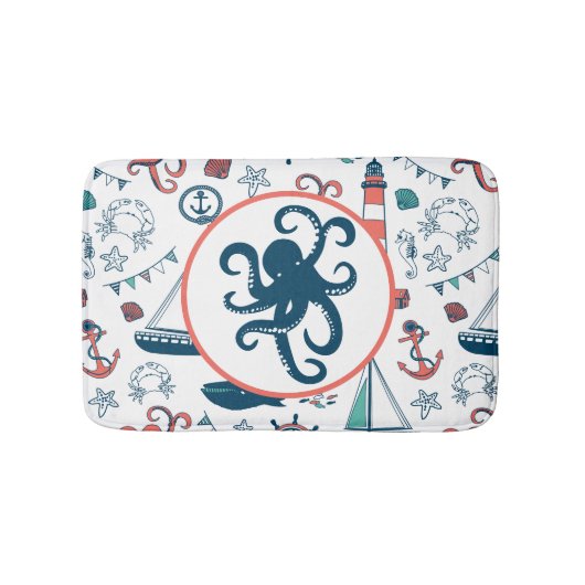 可愛カラフルい航海の&マチンの生活パターン バスマット (正面)