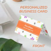可愛カラフルい花のパタパーソナライズされたーン 名刺