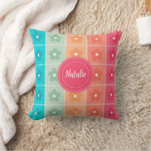 可愛カラフルい花パーソナライズされた柄 クッション (ブランケット)