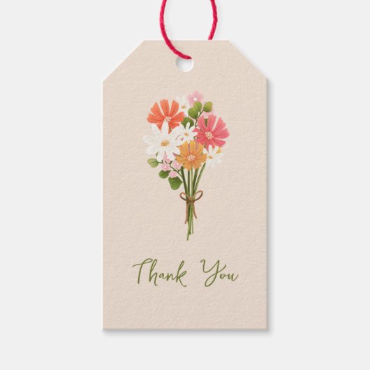 可愛カラフルい花モダン花束ありがとう ギフトタグ (正面)