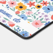 可愛カラフルい花柄名前をカスタムする任意文字 デスクマット (コーナー)