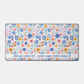 可愛カラフルい花柄名前をカスタムする任意文字 デスクマット (正面)