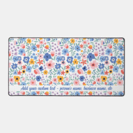 可愛カラフルい花柄名前をカスタムする任意文字 デスクマット