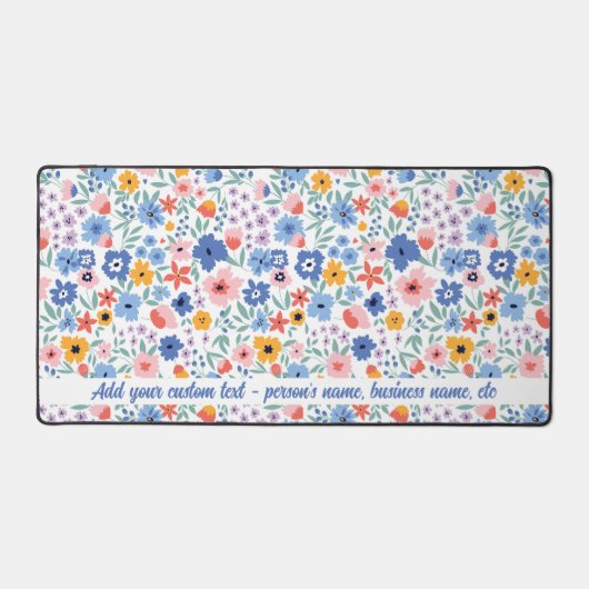 可愛カラフルい花柄名前をカスタムする任意文字 デスクマット (正面)