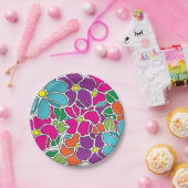 可愛カラフルい花柄 ペーパープレート (パーティー)