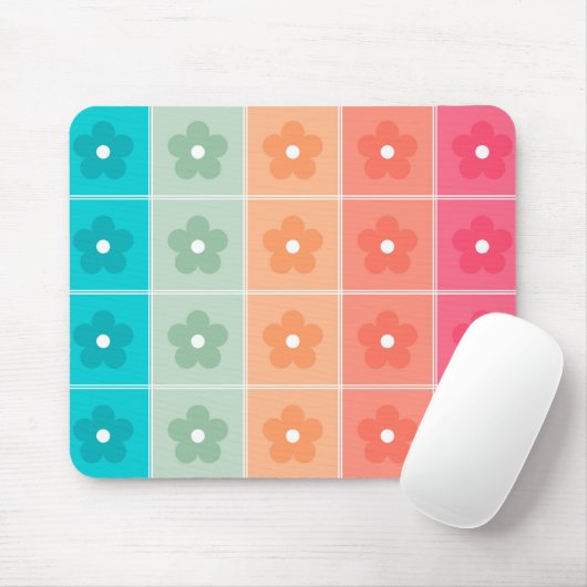 可愛カラフルい花柄 マウスパッド (マウス)