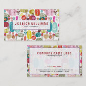 可愛カラフルい花柄 名刺 (正面/裏面)