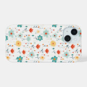 可愛カラフルい花柄 iPhone 15ケース (裏面横)