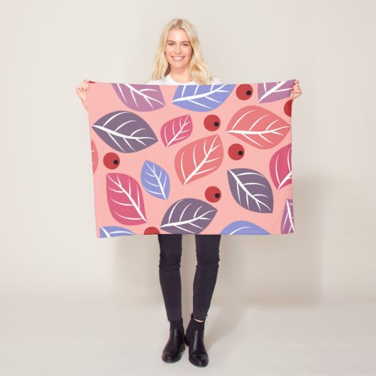 可愛カラフルい葉 | フリースブランケット (インサイチュ)