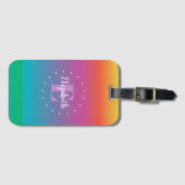 可愛カラフルい虹グラデーション色モノグラム ラゲッジタグ (正面横)