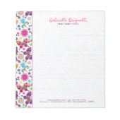 可愛カラフルい蝶と花柄2 ノートパッド (正面)