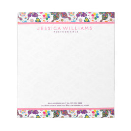 可愛カラフルい蝶と花柄 ノートパッド