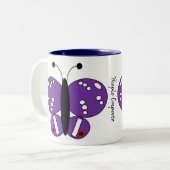可愛カラフルい蝶のマグカップ – 紫の皇帝 ツートーンマグカップ (正面左)