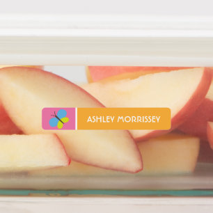 可愛カラフルい蝶の子供の名前 ラベル