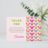 可愛カラフルい蝶ガール4th誕生日パーティー サンキューカード (スタンド正面)