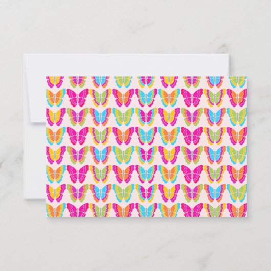 可愛カラフルい蝶ガール4th誕生日パーティー サンキューカード (裏面)