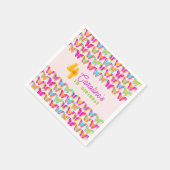 可愛カラフルい蝶ガール4th誕生日パーティー スタンダードカクテルナプキン (角)