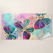 可愛カラフルい蝶 –  ビーチタオル (正面)