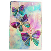 可愛カラフルい蝶 –  ミディアムペーパーバッグ (裏面)