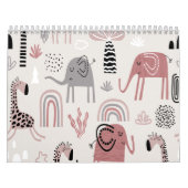 可愛カラフルい象とシームレスな模様 カレンダー (カバー)