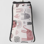 可愛カラフルい象とシームレスな模様 ゴルフヘッドカバー (回転90)