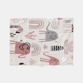 可愛カラフルい象とシームレスな模様 フリースブランケット (正面(横))