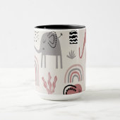可愛カラフルい象とシームレスな模様 マグカップ (中央)